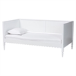 Pemberly Row Modern Twin White Wood Daybed with Scalloped Trim