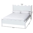 Pemberly Row Malaya Full Platform Bed with Scalloped Edges in White Wood