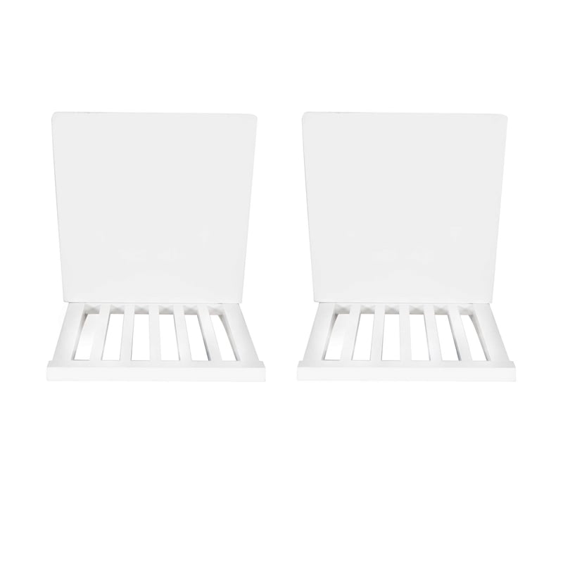 Pemberly Row Slat Back Rubberwood Chairs Set of 2 in White Lacquer