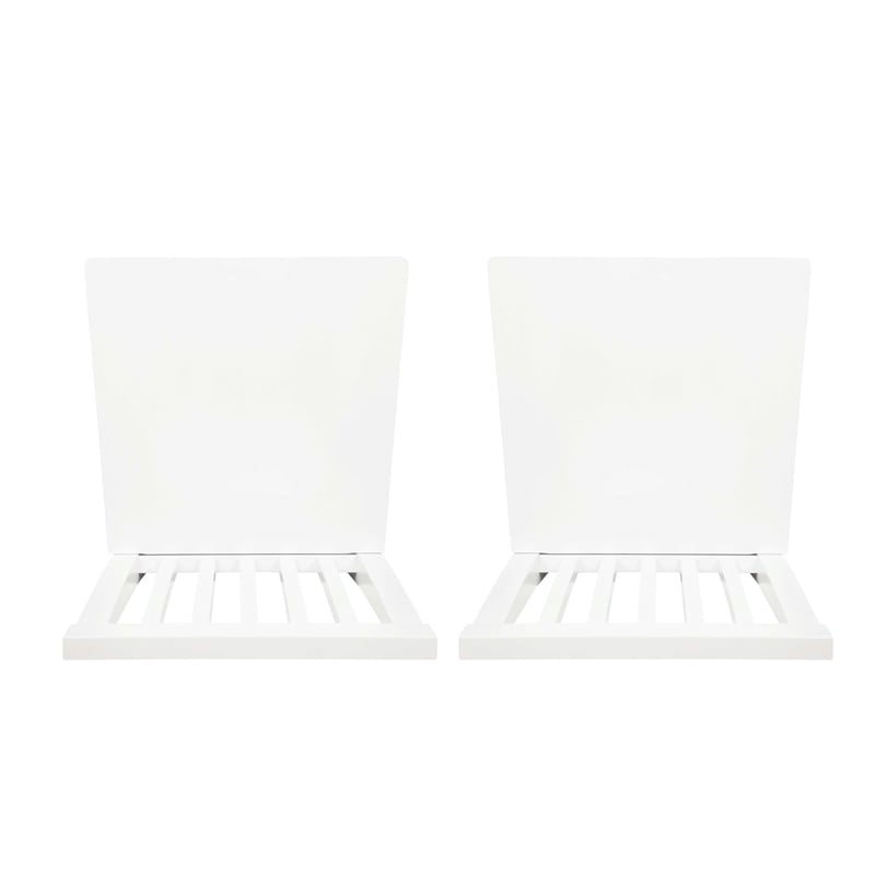 Pemberly Row Slat Back Rubberwood Chairs Set of 2 in White Lacquer