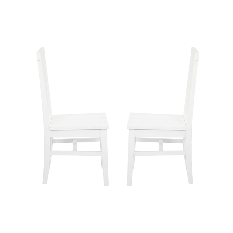 Pemberly Row Slat Back Rubberwood Chairs Set of 2 in White Lacquer