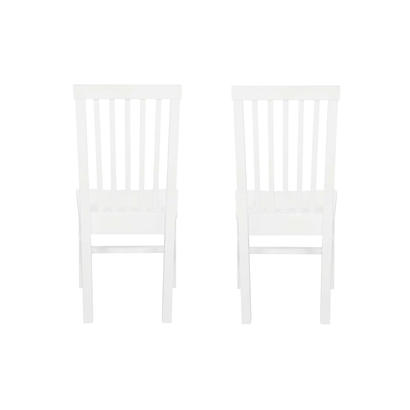 Pemberly Row Slat Back Rubberwood Chairs Set of 2 in White Lacquer