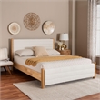 Pemberly Row Modern Cream Boucle & Oak Queen Platform Bed