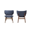 Pemberly Row 2-Piece Upholstered Lounge Chairs in Blue Velvet and Walnut