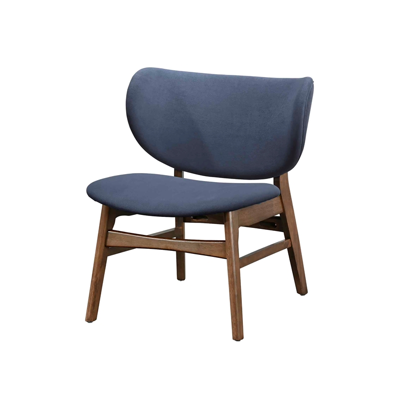 Pemberly Row 2-Piece Upholstered Lounge Chairs in Blue Velvet and Walnut