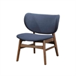 Pemberly Row 2-Piece Upholstered Lounge Chairs in Blue Velvet and Walnut