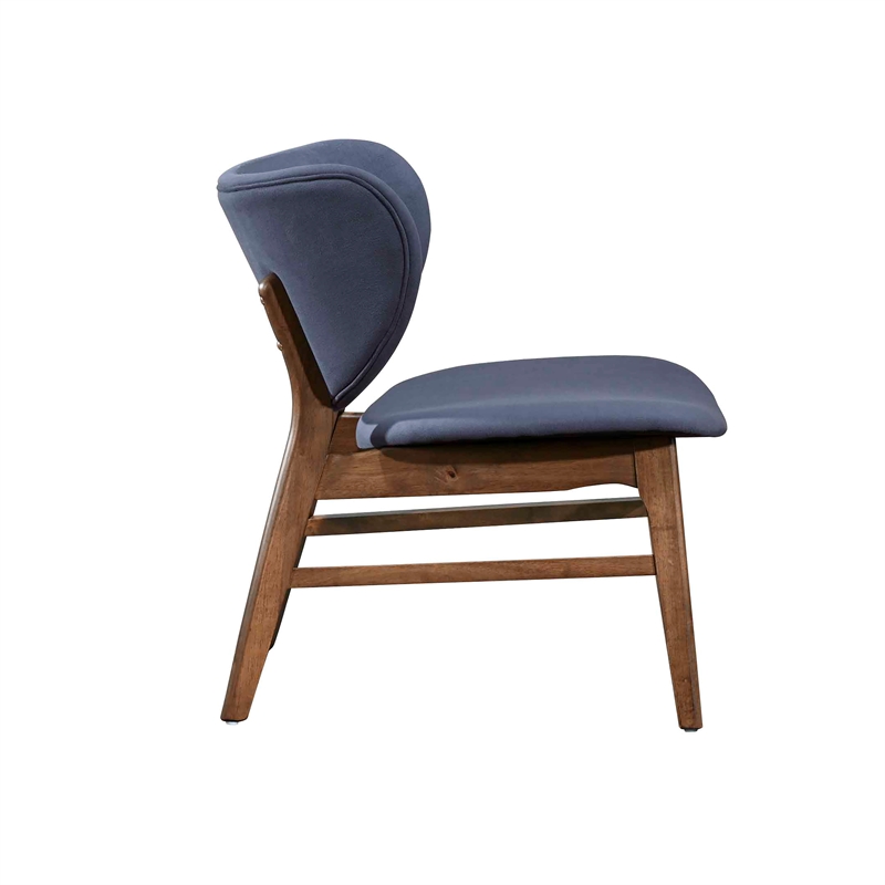 Pemberly Row 2-Piece Upholstered Lounge Chairs in Blue Velvet and Walnut