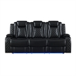 Pemberly Row 2-Piece Reclining Sofa & Console Loveseat in Black Faux Leather