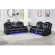 Pemberly Row 2-Piece Reclining Sofa & Console Loveseat in Black Faux Leather