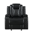 Pemberly Row 3-Pc Black Faux Leather Reclining Living Room Set