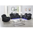 Pemberly Row 3-Pc Black Faux Leather Reclining Living Room Set