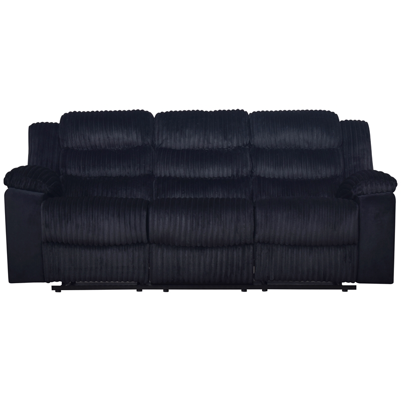Pemberly Row 3-Piece Reclining Living Room Set with Fabric in Black