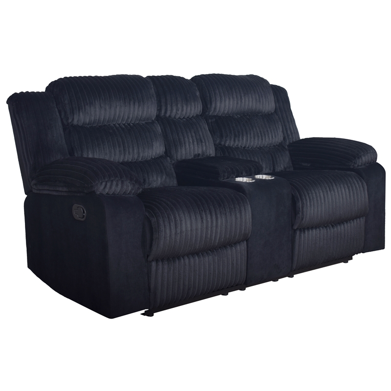 Pemberly Row 3-Piece Reclining Living Room Set with Fabric in Black
