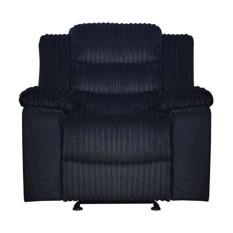 Pemberly Row 3-Piece Reclining Living Room Set with Fabric in Black