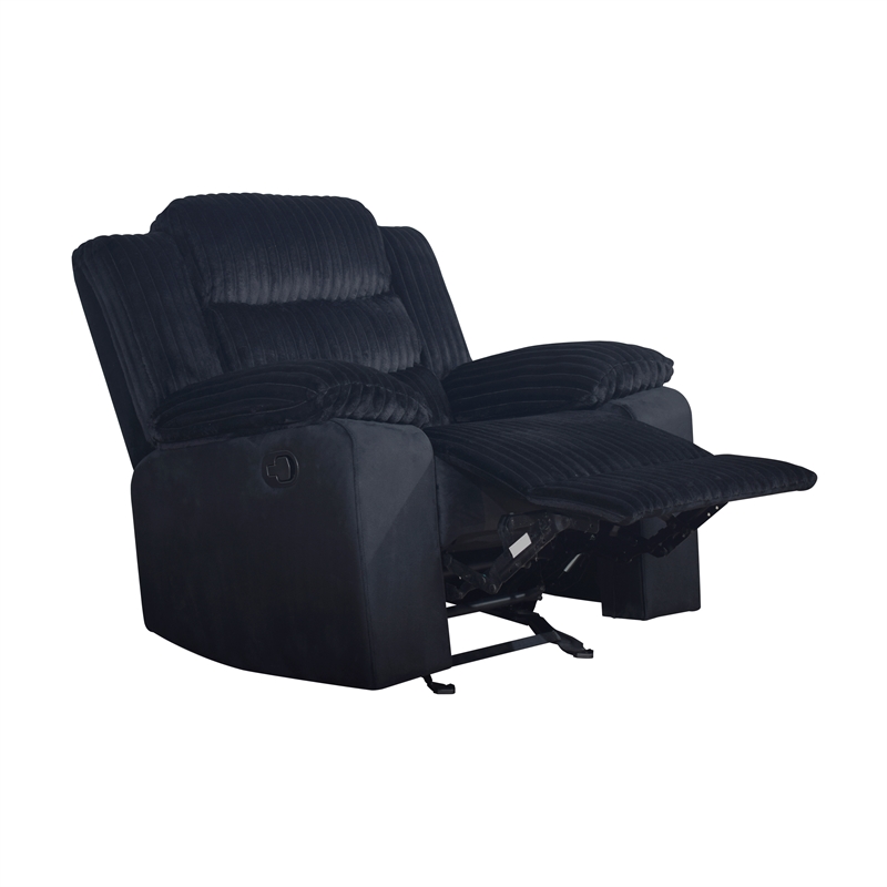 Pemberly Row 3-Piece Reclining Living Room Set with Fabric in Black
