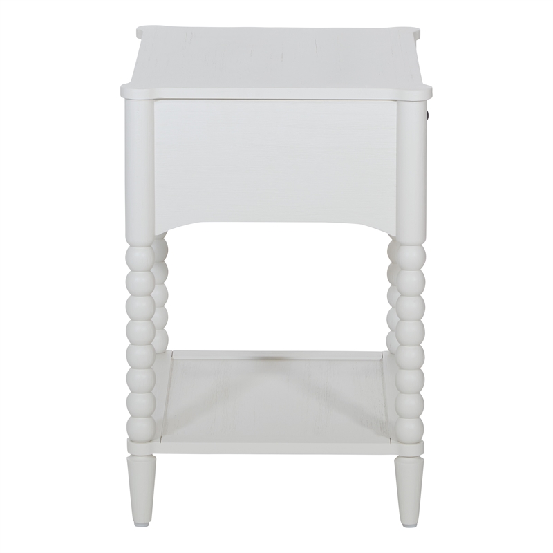 Pemberly Row Spindle Leg Nightstand with Drawer in Antique White Finish