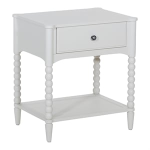 Pemberly Row Spindle Leg Nightstand with Drawer in Antique White Finish