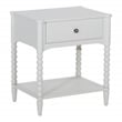 Pemberly Row Spindle Leg Nightstand with Drawer in Antique White Finish