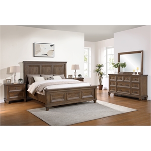 Pemberly Row 5-Piece Queen Bedroom Set with Wood in Vintage Mocha