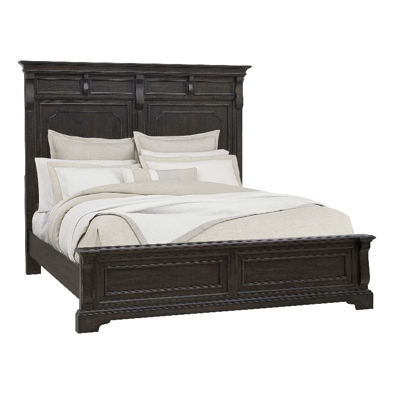 Pemberly Row Hickory Creek King Panel Bed Velvet Brown Finish
