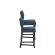 Pemberly Row Set of 2 Blue Upholstered Counter Stools in Brown Maple Wood