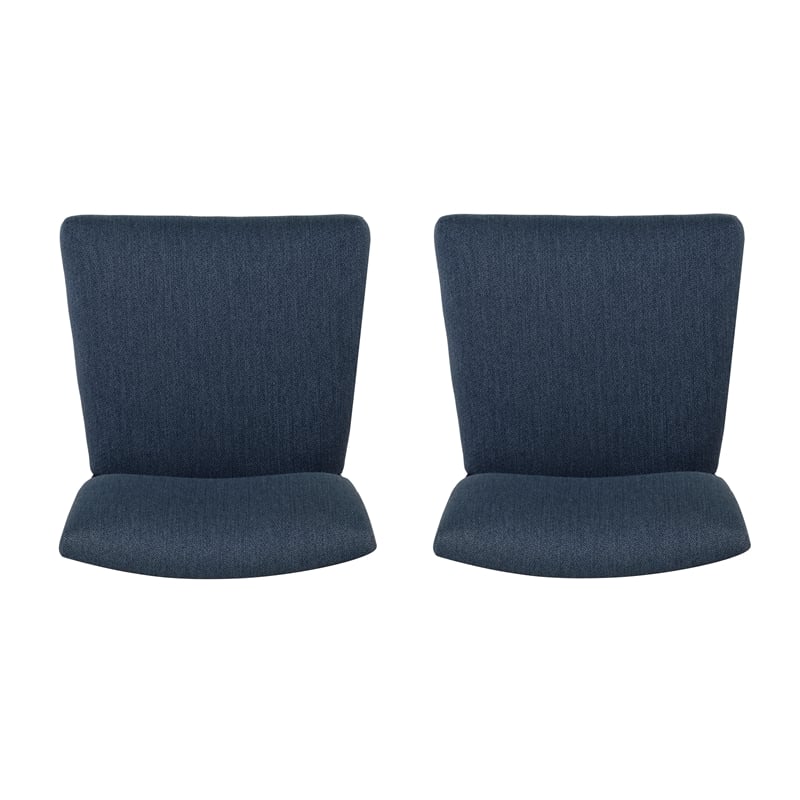Pemberly Row Set of 2 Blue Upholstered Counter Stools in Brown Maple Wood