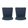 Pemberly Row Set of 2 Blue Upholstered Counter Stools in Brown Maple Wood