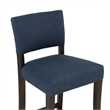 Pemberly Row Set of 2 Blue Upholstered Counter Stools in Brown Maple Wood