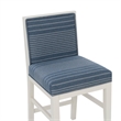 Pemberly Row Set of 2 Blue Striped Upholstered Counter Stools in White Wood
