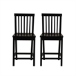 Pemberly Row Set of 2 High Back Counter Stools in Black Rubberwood