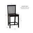 Pemberly Row Set of 2 High Back Counter Stools in Black Rubberwood