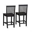 Pemberly Row Set of 2 High Back Counter Stools in Black Rubberwood