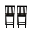 Pemberly Row Set of 2 High Back Counter Stools in Black Rubberwood