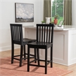 Pemberly Row Set of 2 High Back Counter Stools in Black Rubberwood