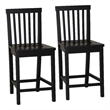 Pemberly Row Set of 2 High Back Counter Stools in Black Rubberwood