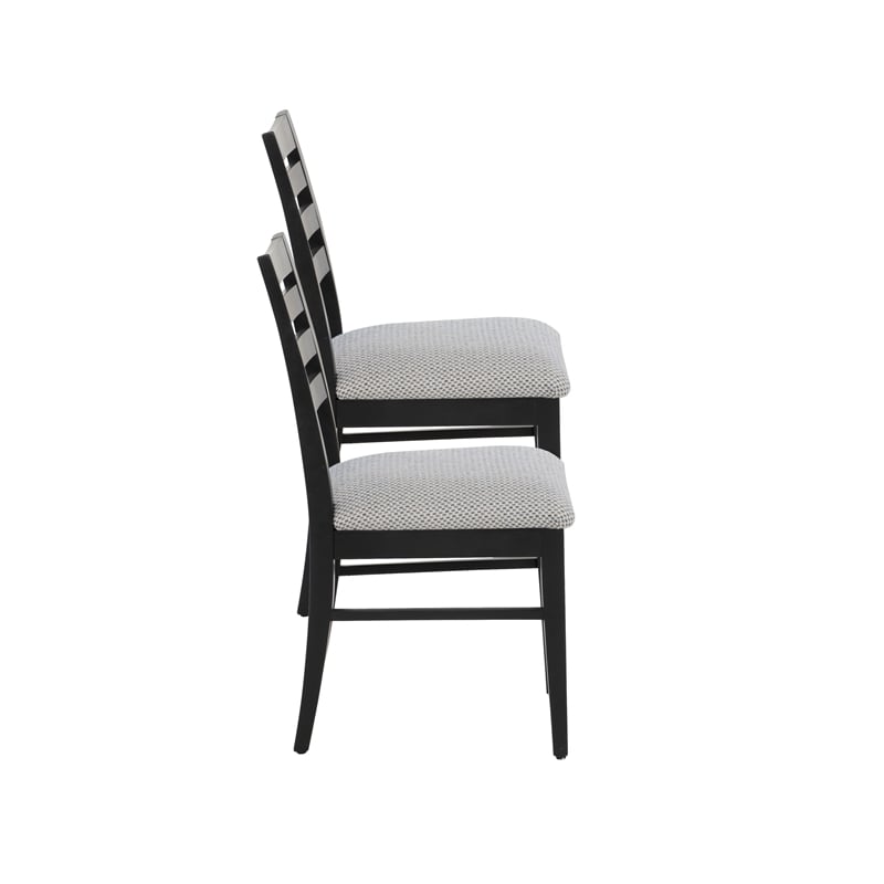 Pemberly Row Set of 2 Slat Back Maple Wood Dining Chairs in Black