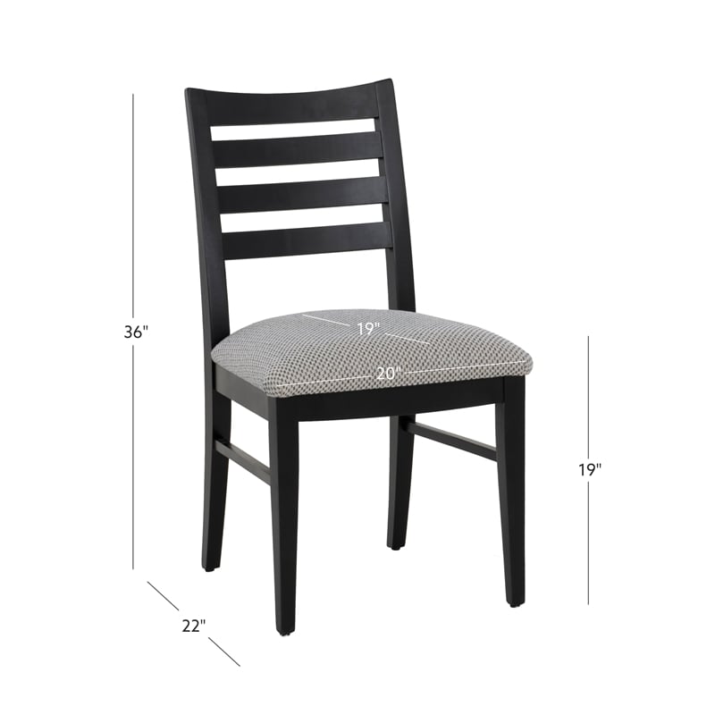 Pemberly Row Set of 2 Slat Back Maple Wood Dining Chairs in Black