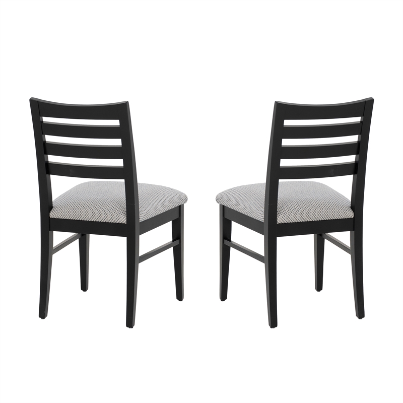 Pemberly Row Set of 2 Slat Back Maple Wood Dining Chairs in Black