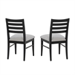 Pemberly Row Set of 2 Slat Back Maple Wood Dining Chairs in Black