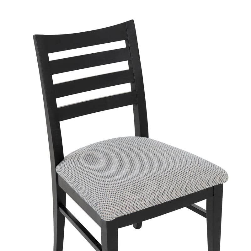 Pemberly Row Set of 2 Slat Back Maple Wood Dining Chairs in Black