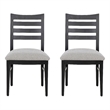 Pemberly Row Set of 2 Slat Back Maple Wood Dining Chairs in Black