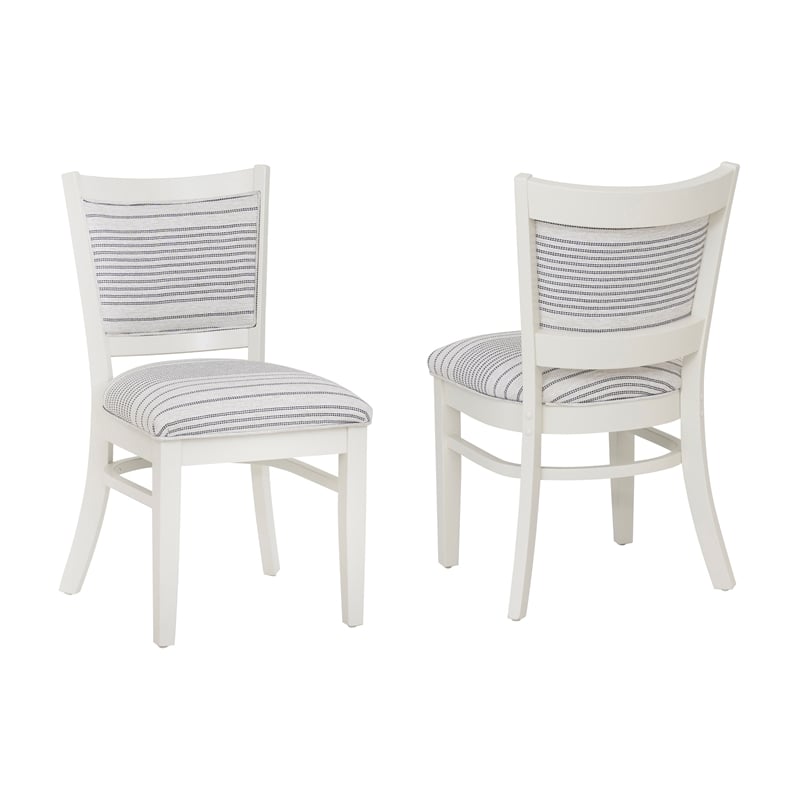 Pemberly Row Set of 2 Upholstered Dining Chairs in White Maple