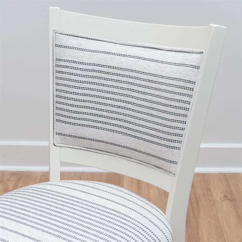 Pemberly Row Set of 2 Upholstered Dining Chairs in White Maple