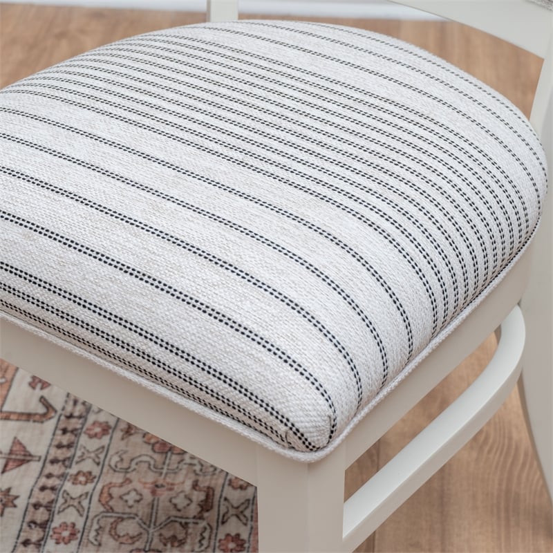 Pemberly Row Set of 2 Upholstered Dining Chairs in White Maple