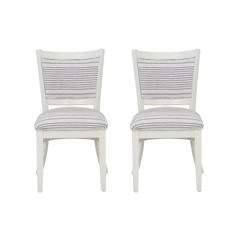 Pemberly Row Set of 2 Upholstered Dining Chairs in White Maple