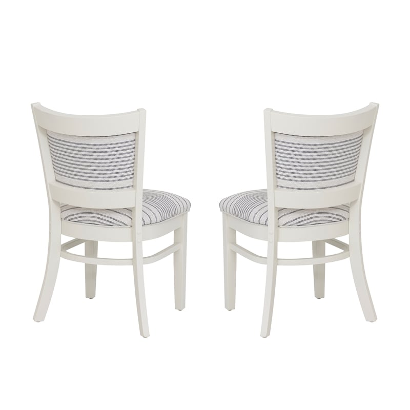 Pemberly Row Set of 2 Upholstered Dining Chairs in White Maple