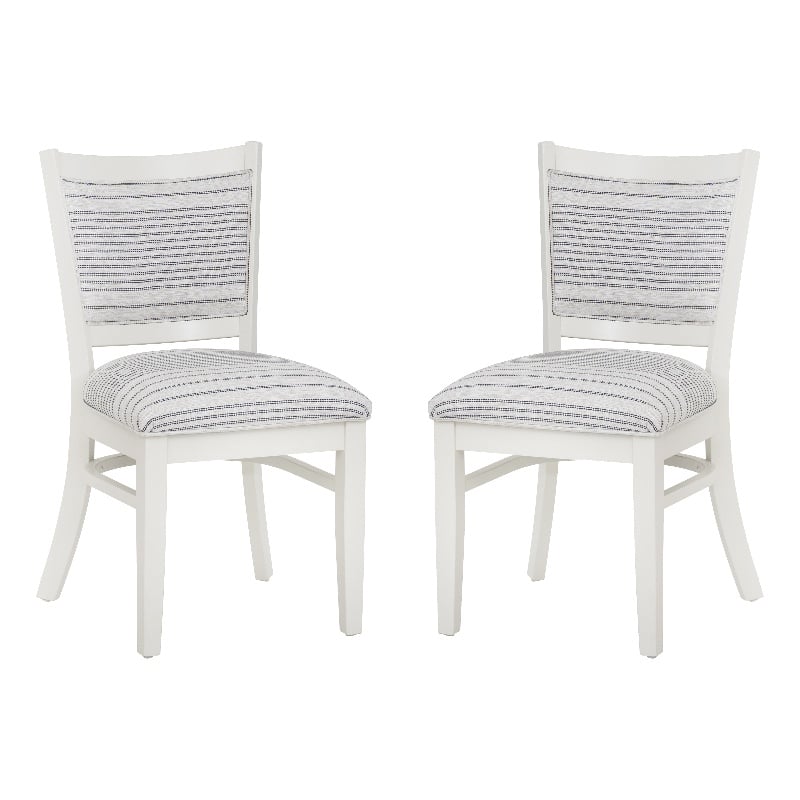Pemberly Row Set of 2 Upholstered Dining Chairs in White Maple