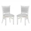 Pemberly Row Set of 2 Upholstered Dining Chairs in White Maple