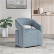 Pemberly Row Swivel Accent Chair with Open Back in Sky Blue Fabric