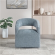 Pemberly Row Swivel Accent Chair with Open Back in Sky Blue Fabric